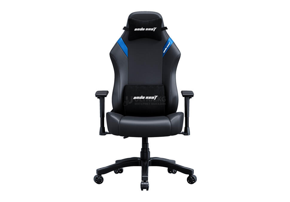 Игровое кресло AndaSeat Luna BLACK&BLUE (1D подлокотники, колёса 60 мм, экокожа)