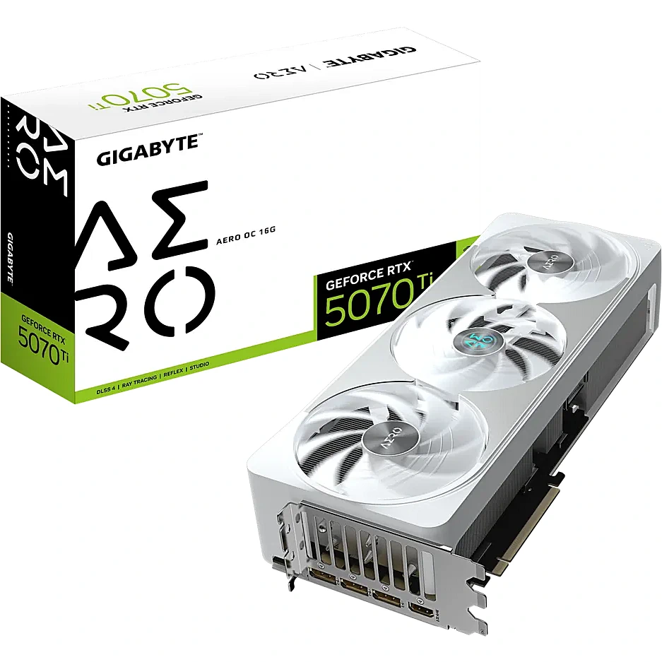 GIGABYTE GeForce RTX 5070 Ti AERO OC 16GB GDDR7 | 256-bit | 2588 MHz | 3x DP / 1x HDMI