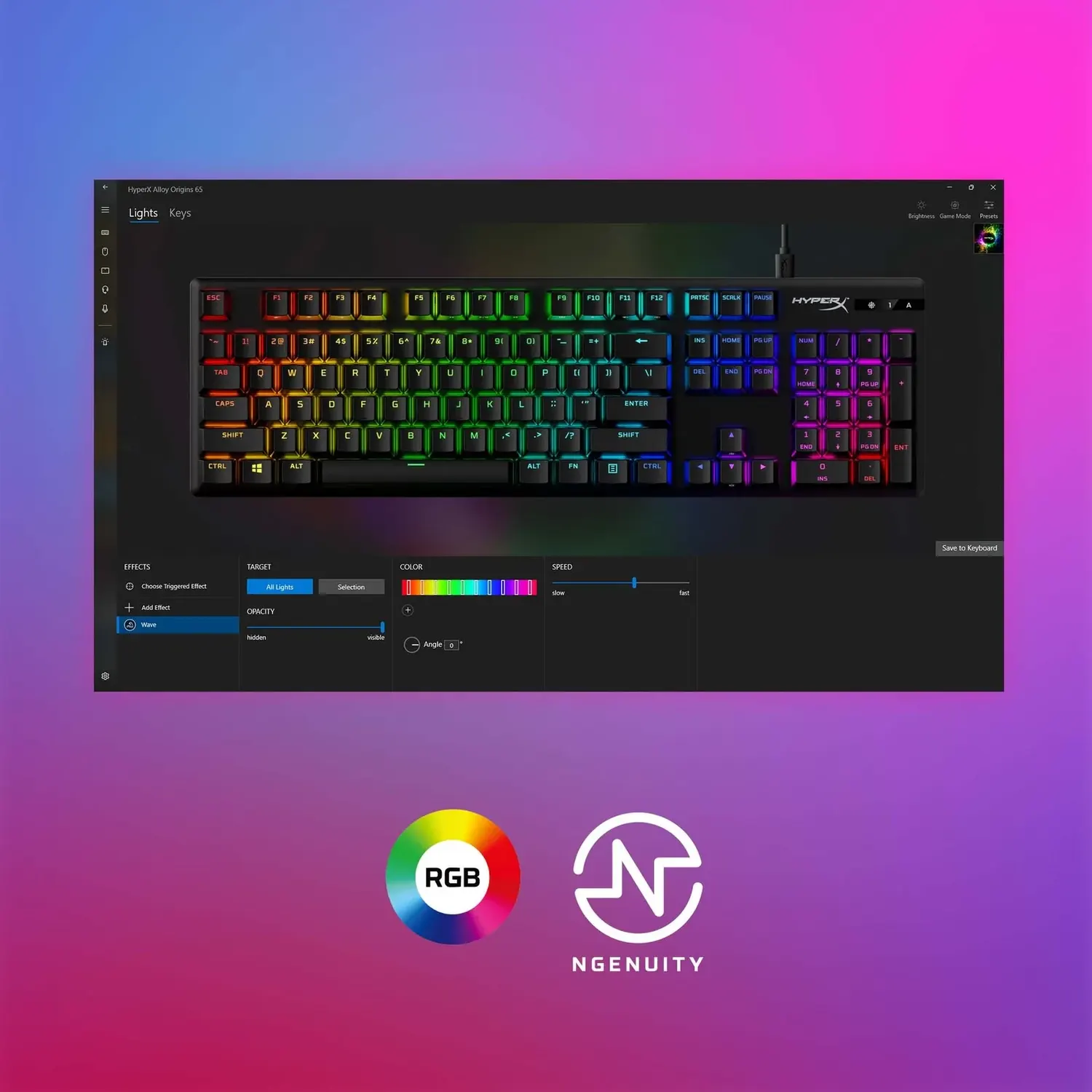 Клавиатура HyperX Alloy Origins PBT HX Blue RGB RU